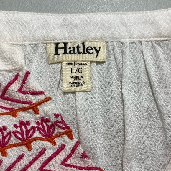 HATLEY Ivory Embroidered Tunic Top Size Large Modal Blend - Picture 11 of 16